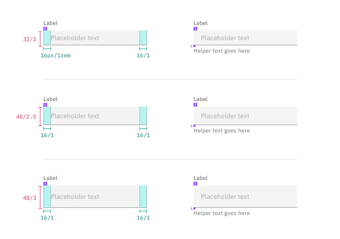 Structure and spacing measurements for text input
