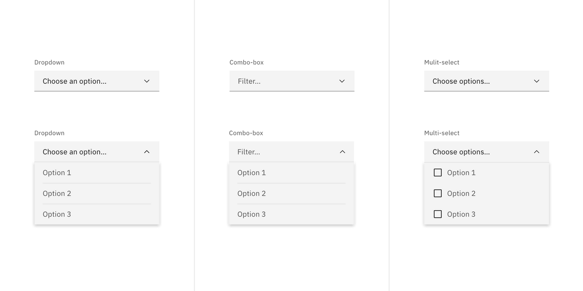 Dropdown variant examples