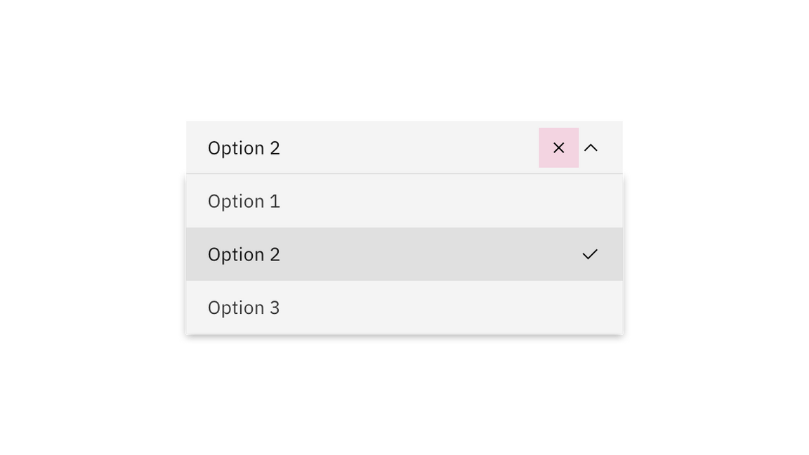 Combo box and filterable dropdown clear click target.